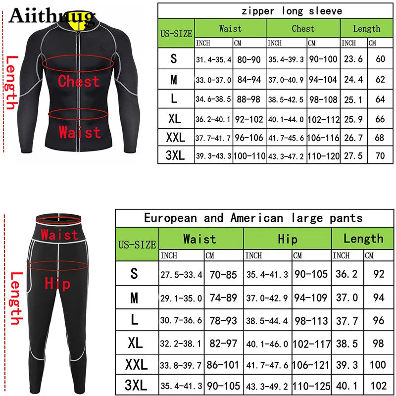 Aiithuug Slim Sets Sauna Suit for Men Sweat Jacket Long Sleeve Workout Sauna Shirts Zipper Neoprene Gym Slimming Top Body Shaper