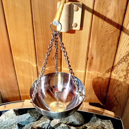 Essential Oil Bowl Cup Sauna Accessories Spruce Stainless Steel Sauna Room Accessories Sauna Bowl Traditional and Infrared