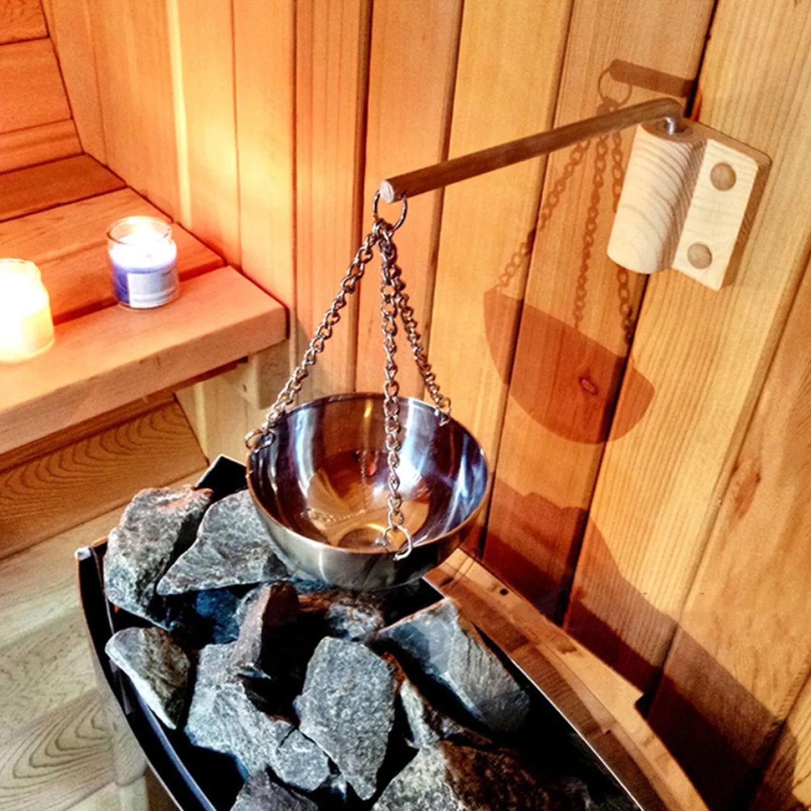 Essential Oil Bowl Cup Sauna Accessories Spruce Stainless Steel Sauna Room Accessories Sauna Bowl Traditional and Infrared