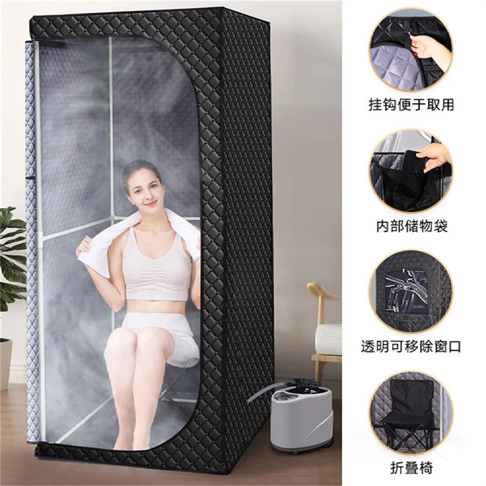 Portable Steam Sauna for Home Spa Sauna Tent Sauna Box with 1500W 3L Steamer Remote Control Height