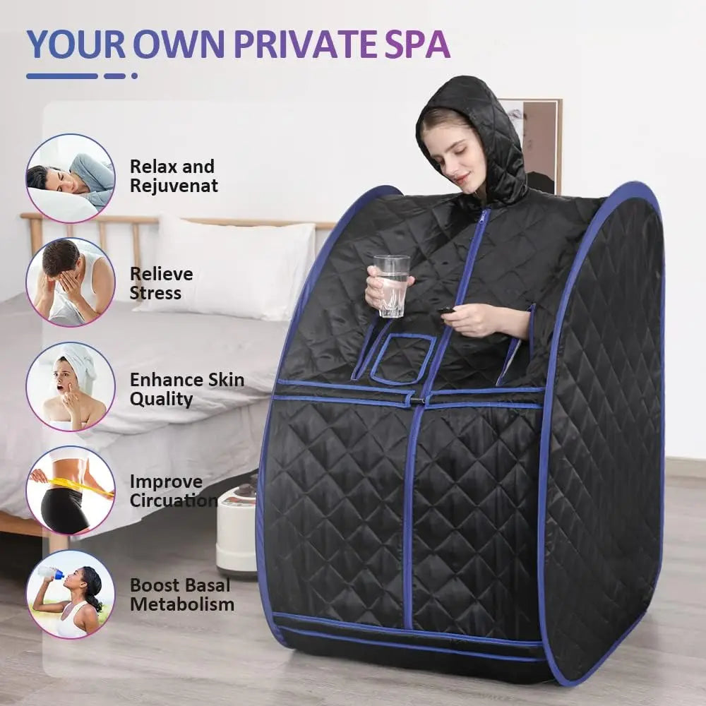 사우나 Portable Folding Steam Sauna SPA Room Tent Box with Steamer One Person Weight Loss Full Body Slimming