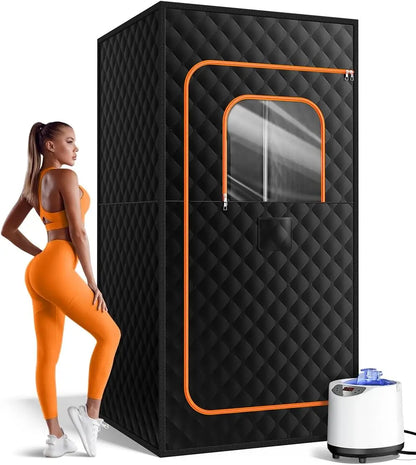 Sauna Box, Portable Sauna for Home, Personal Steam Sauna Tent with 1200W 3L Steamer Heater, 15 Levels, Remote Control, Foldable